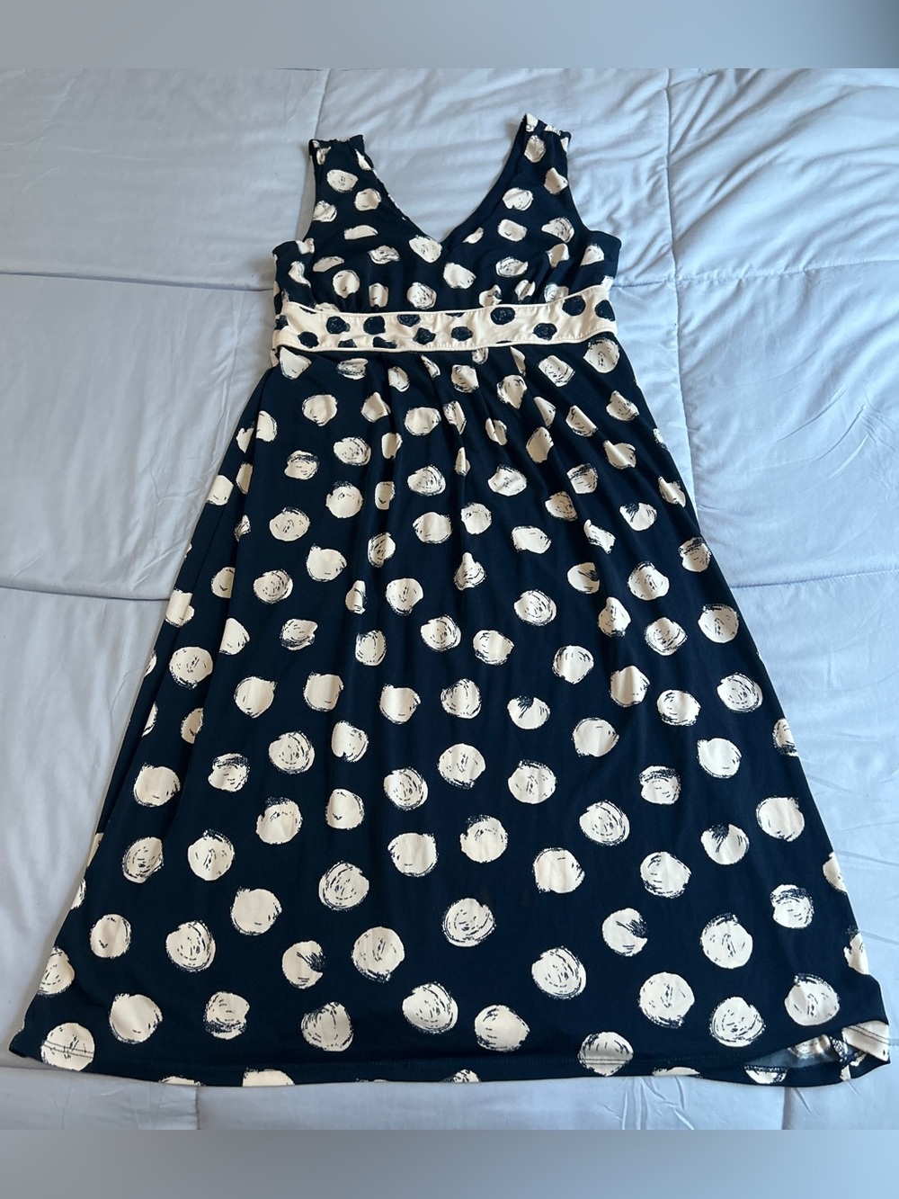 Merona Sleeveless V-neck dress playful polka dot print Women’s Small Blue
